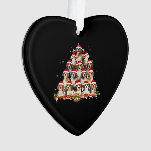 Cute Beagles Christmas Tree Dog Santa Xmas Tee Fun (devant)