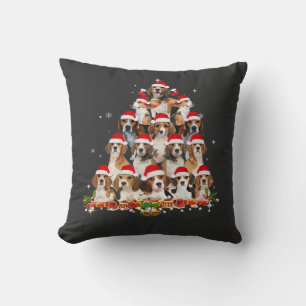 Cute Beagles Kerstboom Hond Sinterklaas Kerst T-sh Kussen