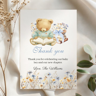 Cute Bear Books Baby Shower Thank you Bedankkaart