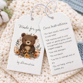 Cute Bear Crochet/Knit Handmade Care Instructions Cadeaulabel