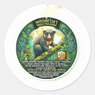 Cute Bear Cuscus Kunst - Zeldzame Sulawesi Buideld Ronde Sticker