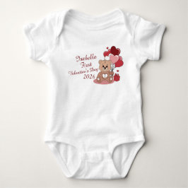 Cute Bear First Valentine's Day 2026 Personalized  Romper