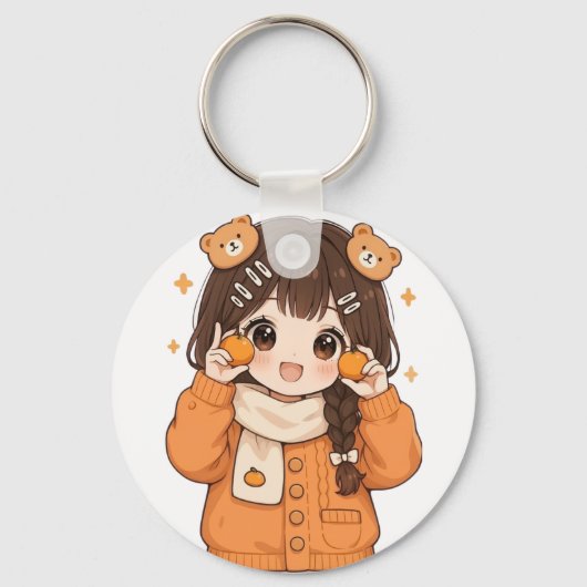 Cute bear girl keychain kawaii anime accessory (Voorkant)