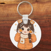 Cute bear girl keychain kawaii anime accessory (Voorkant)
