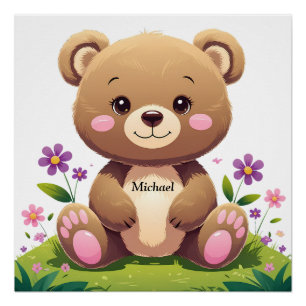 Cute Bear – Glanzende Perfecte Poster voor Kinderk Perfect Poster