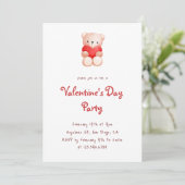Cute Bear Hearts Valentine's Day Party Invitation (Debout devant)