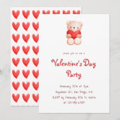 Cute Bear Hearts Valentine's Day Party Invitation (Devant / Derrière)