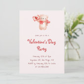 Cute Bear Hearts Valentine's Day Party Invitation (Debout devant)