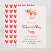 Cute Bear Hearts Valentine's Day Party Invitation (Devant / Derrière)
