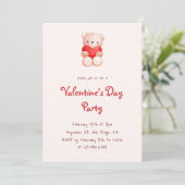 Cute Bear Hearts Valentine's Day Party Invitation (Debout devant)