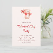 Cute Bear Hearts Valentine's Day Party Invitation (Debout devant)