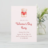 Cute Bear Hearts Valentine's Day Party Invitation (Debout devant)