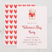 Cute Bear Hearts Valentine's Day Party Invitation (Devant / Derrière)