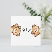 Cute Bear Hi Invitation | Kawaii Greeting Card (Debout devant)