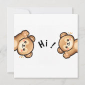 Cute Bear Hi Invitation | Kawaii Greeting Card (Devant)