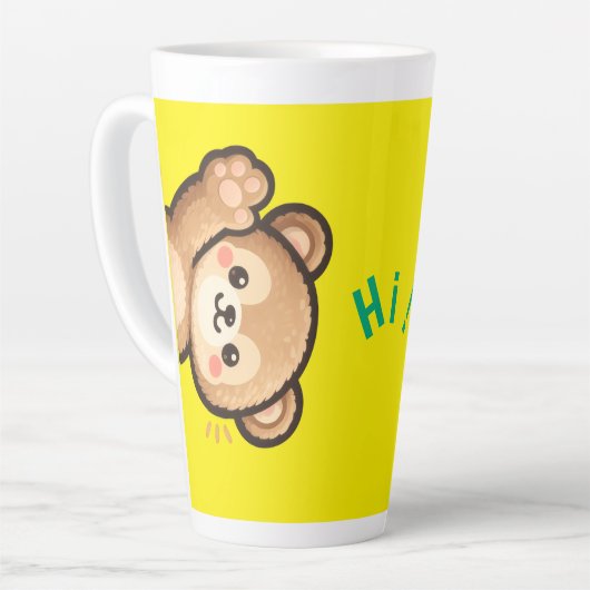 Cute Bear Hi Latte Mug | Kawaii Coffee Cup (Angle gauche)