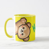 Cute Bear Hi Yellow Mug | Kawaii Coffee Cup (Gauche)