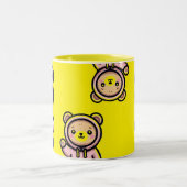 Cute Bear Hoodie Yellow Mug | Kawaii Coffee Cup (Centre)