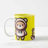 Cute Bear Hoodie Yellow Mug | Kawaii Coffee Cup (Gauche)