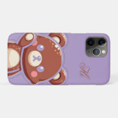 Cute Bear iPhone Case – Purple Minimal Teddy Bear (Achterkant (horizontaal))
