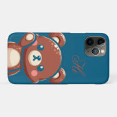Cute Bear iPhone Case –Teal Blue Teddy Bear Barely (Achterkant (horizontaal))