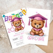 Cute bear Kindergarten Graduation Invitation
