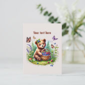Cute bear lovers customizable briefkaart (Staand voorkant)