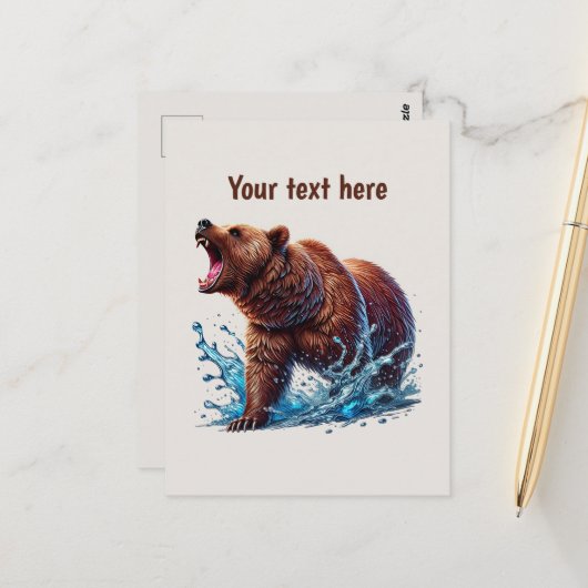 Cute bear lovers customizable briefkaart (Voorkant / Achterkant in situ)