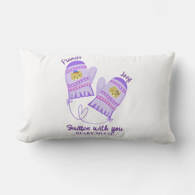 Cute Bear Mittens Personalized Lovers Throw Pillow Kussen (Voorkant)