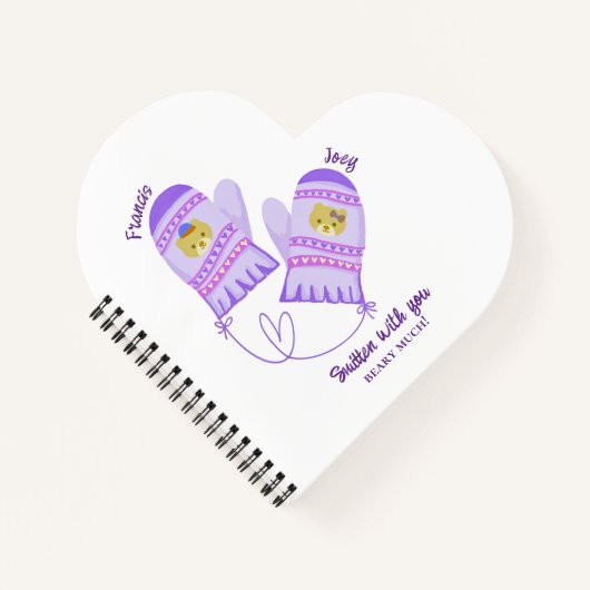 Cute Bear Mittens Personalized Valentines Day Gift Notitieboek (Voorkant)