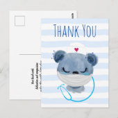 Cute Bear Nurse portant une carte postale Merci Ma (Devant / Derrière)
