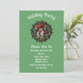 Cute Bear On Wreath Christmas Holiday  Kaart (Staand voorkant)