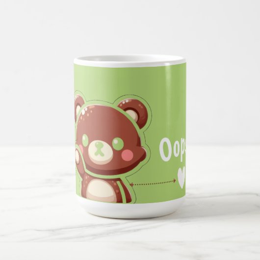 Cute Bear “Oops!” Green Classic Mug – Kawaii Bear  (Centre)