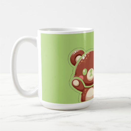 Cute Bear “Oops!” Green Classic Mug – Kawaii Bear  (Gauche)
