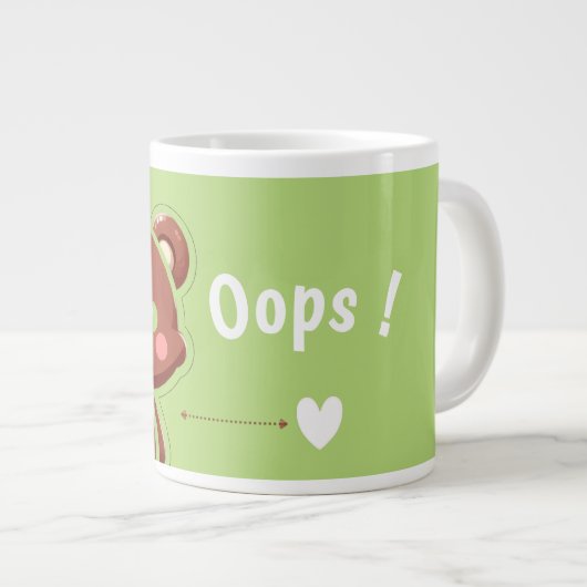 Cute Bear “Oops!” Green Jumbo Mug – Kawaii Bear  (Devant droit)