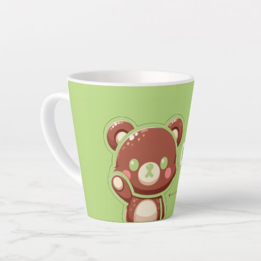 Cute Bear “Oops!” Green Latte Mug – Kawaii Bear  (Angle gauche)