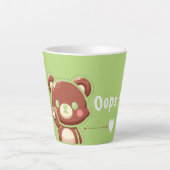 Cute Bear “Oops!” Green Latte Mug – Kawaii Bear  (Devant)