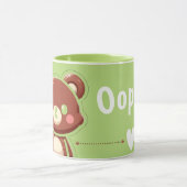 Cute Bear “Oops!” Green Mug –Kawaii Bear Combo Mug (Centre)
