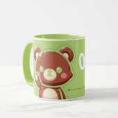 Cute Bear “Oops!” Green Mug –Kawaii Bear Combo Mug (Devant gauche)
