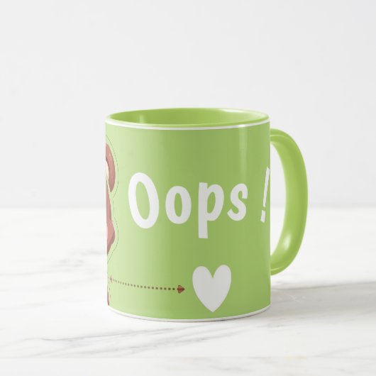 Cute Bear “Oops!” Green Mug –Kawaii Bear Combo Mug (Devant droit)
