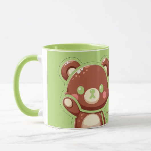 Cute Bear “Oops!” Green Mug –Kawaii Bear Combo Mug Mok (Links)
