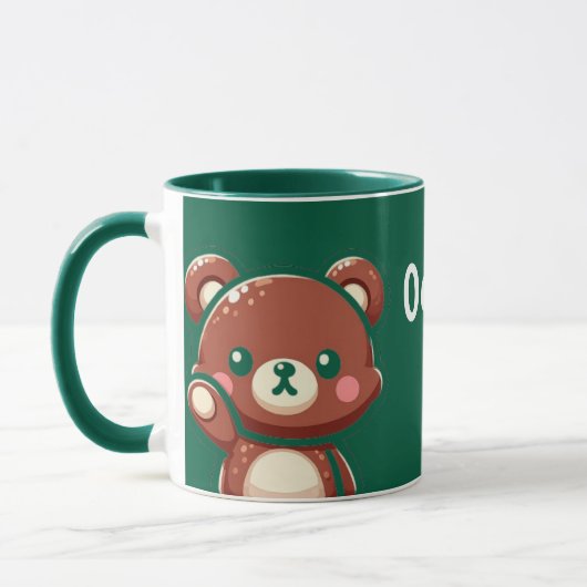 Cute Bear Oops Green Mug | Kawaii Coffee Cup (Gauche)