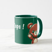 Cute Bear Oops Green Mug | Kawaii Coffee Cup (Devant droit)