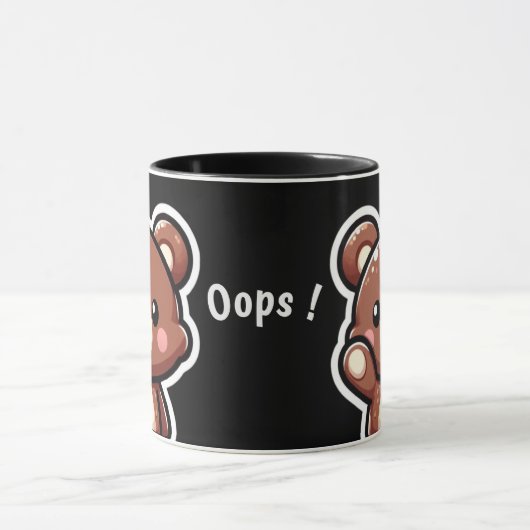 Cute Bear Oops Mug | Funny Kawaii Coffee Cup (Centre)