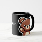 Cute Bear Oops Mug | Funny Kawaii Coffee Cup Mok (Voorkant rechts)