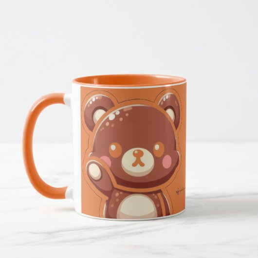 Cute Bear “Oops!” Orange Mug – Kawaii Bear Coffee (Gauche)
