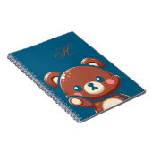 Cute Bear Spiral Notebook – Teal Blue Teddy Bear Notitieboek (Rechterzijde)