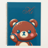 Cute Bear Spiral Planner – Teal Blue Teddy Bear  (Devant)