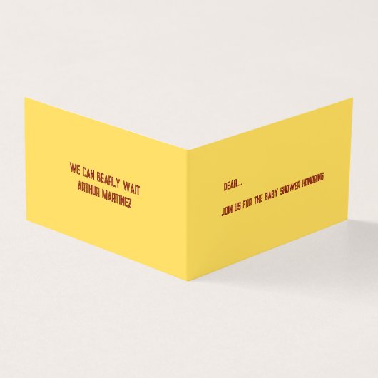 Cute Bear Thème Garçon Bébé Douche Invitations (Outside)