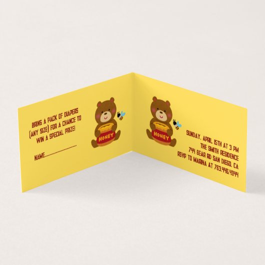Cute Bear Thème Garçon Bébé Douche Invitations (Inside)